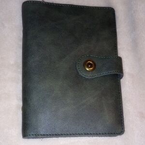 A6 Green Leather Journal with Button Closure